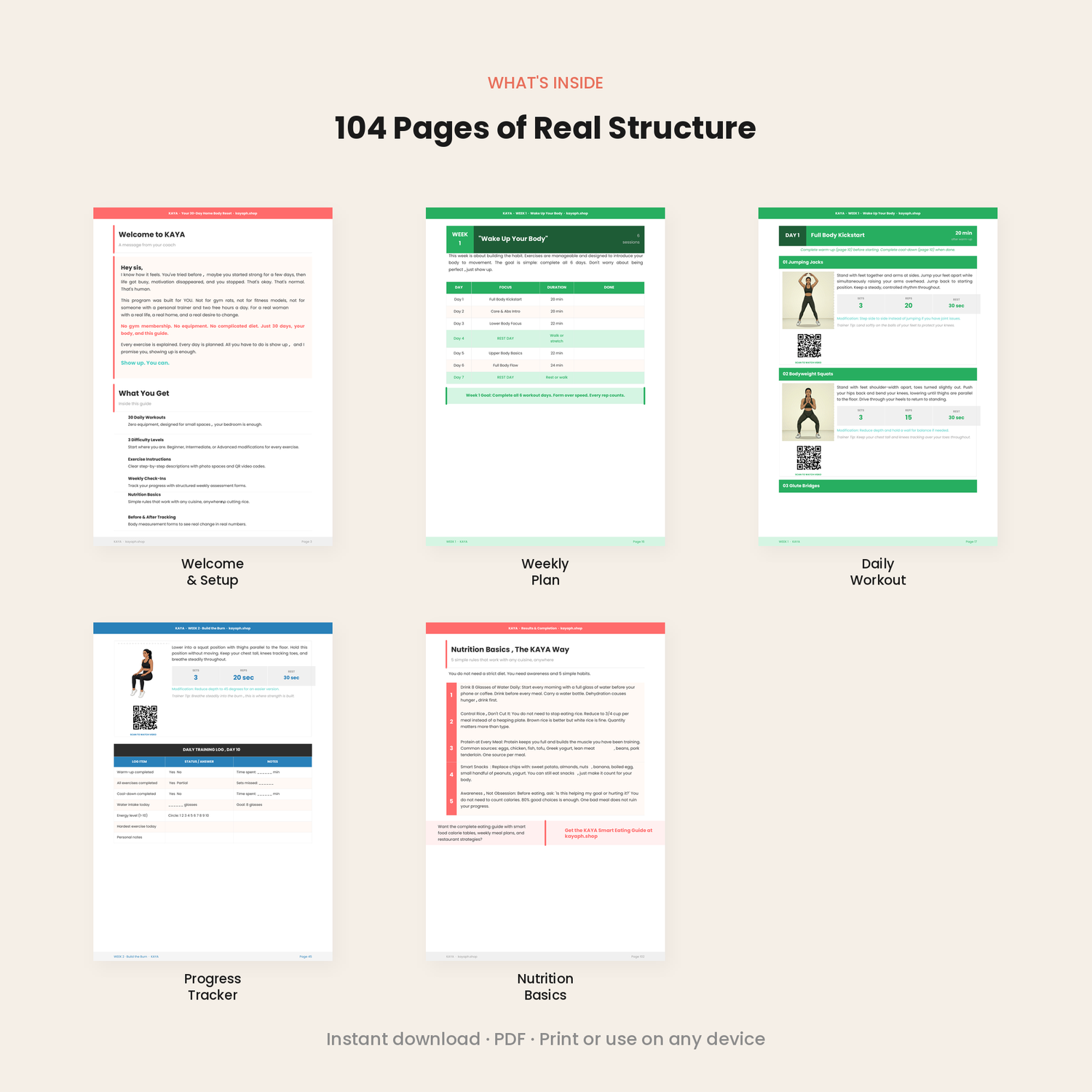 104 pages, 30 days, no equipment, 3 levels